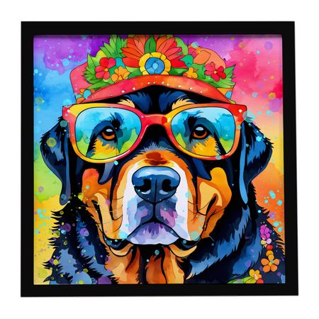 Rottweiler Hippie Dawg Contemporary Framed Print