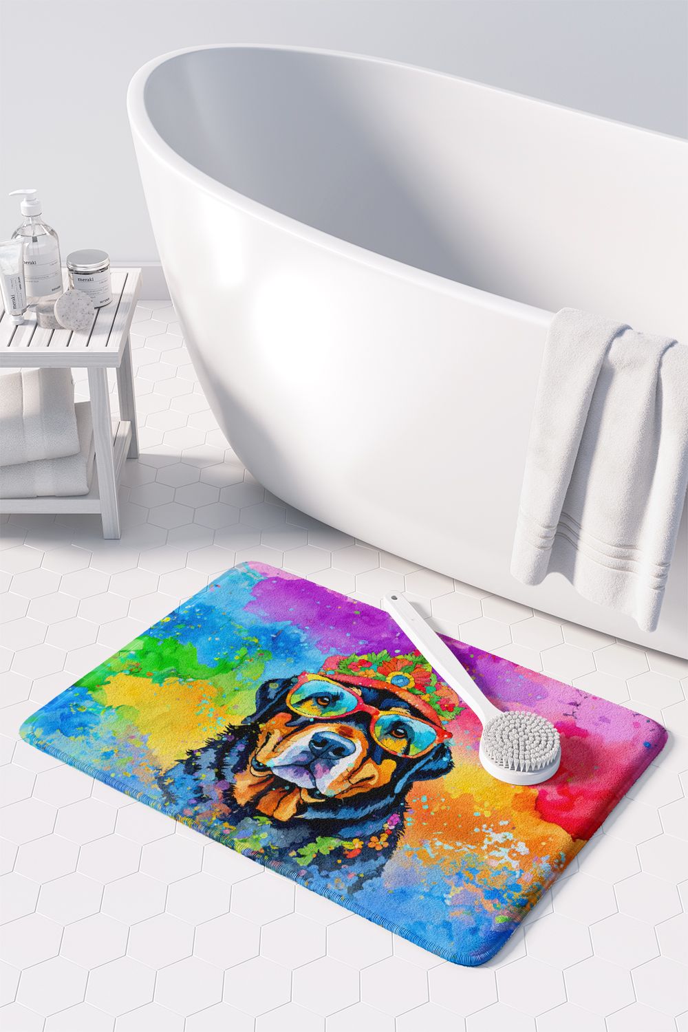 Rottweiler Hippie Dawg Cushioned Kitchen Mat