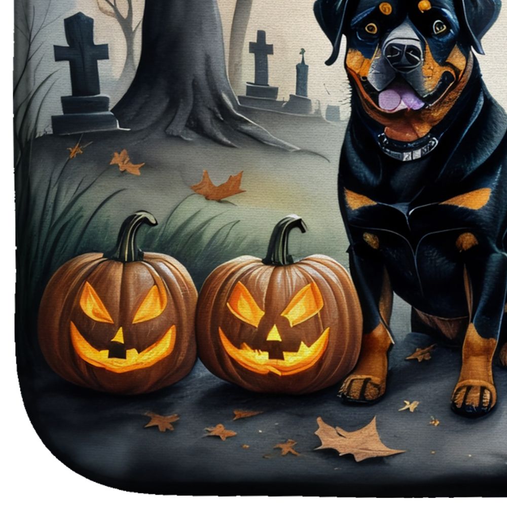 Spooky Rottweiler Halloween Dish Drying Mat