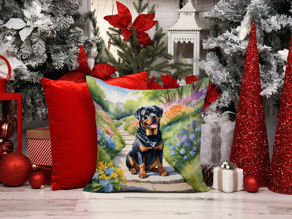 Rottweiler Spring Path Indoor-Outdoor Throw Pillow