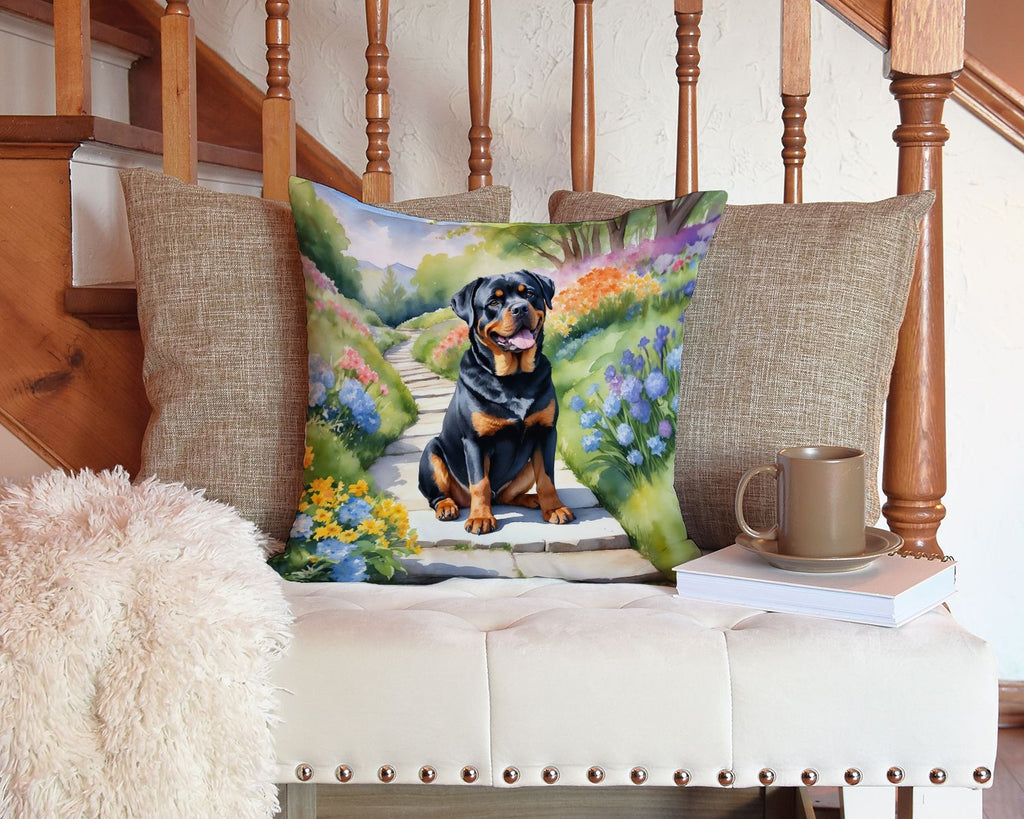 Rottweiler Spring Path Indoor-Outdoor Throw Pillow
