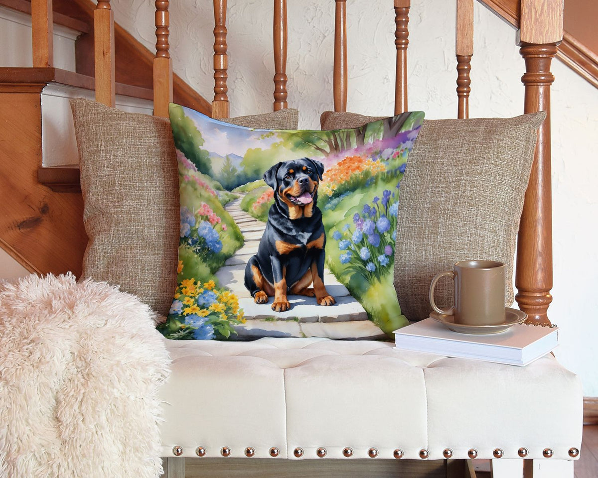 Rottweiler Spring Path Indoor-Outdoor Throw Pillow