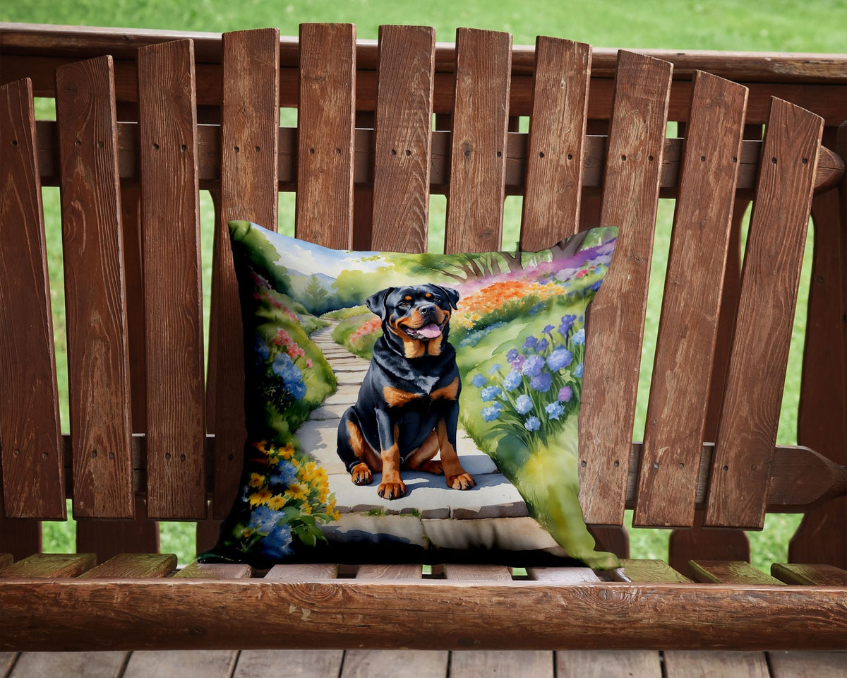 Rottweiler Spring Path Indoor-Outdoor Throw Pillow