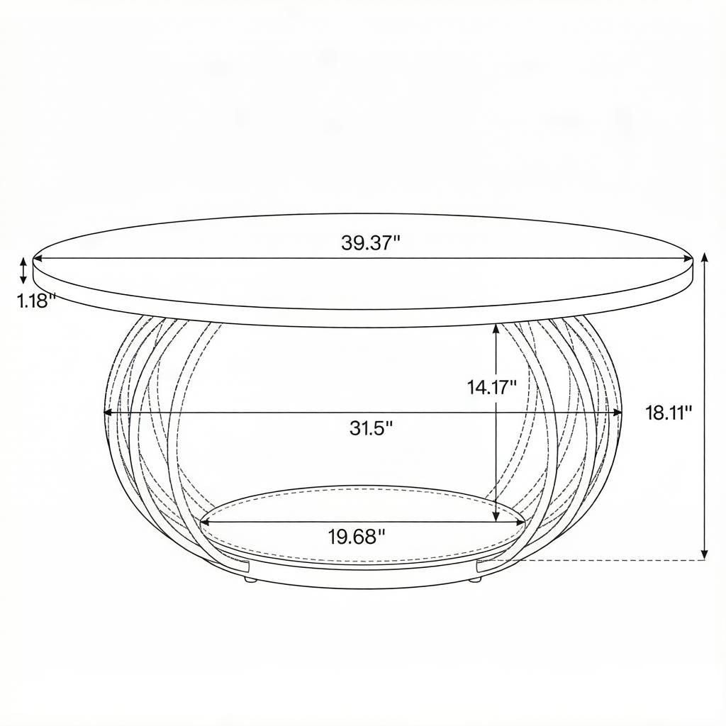 Round Two-Tier Coffee Table with Open Shelf