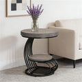 White Faux-Marble Look Two-Tier Round Side Table