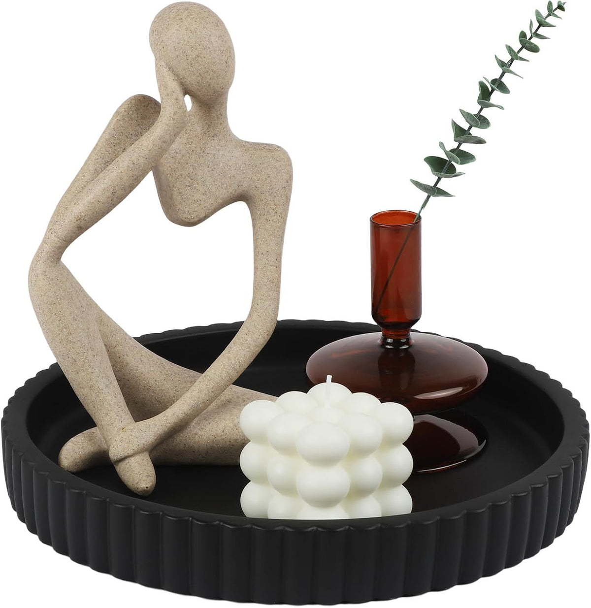 Modern Black Round Decorative Tray
