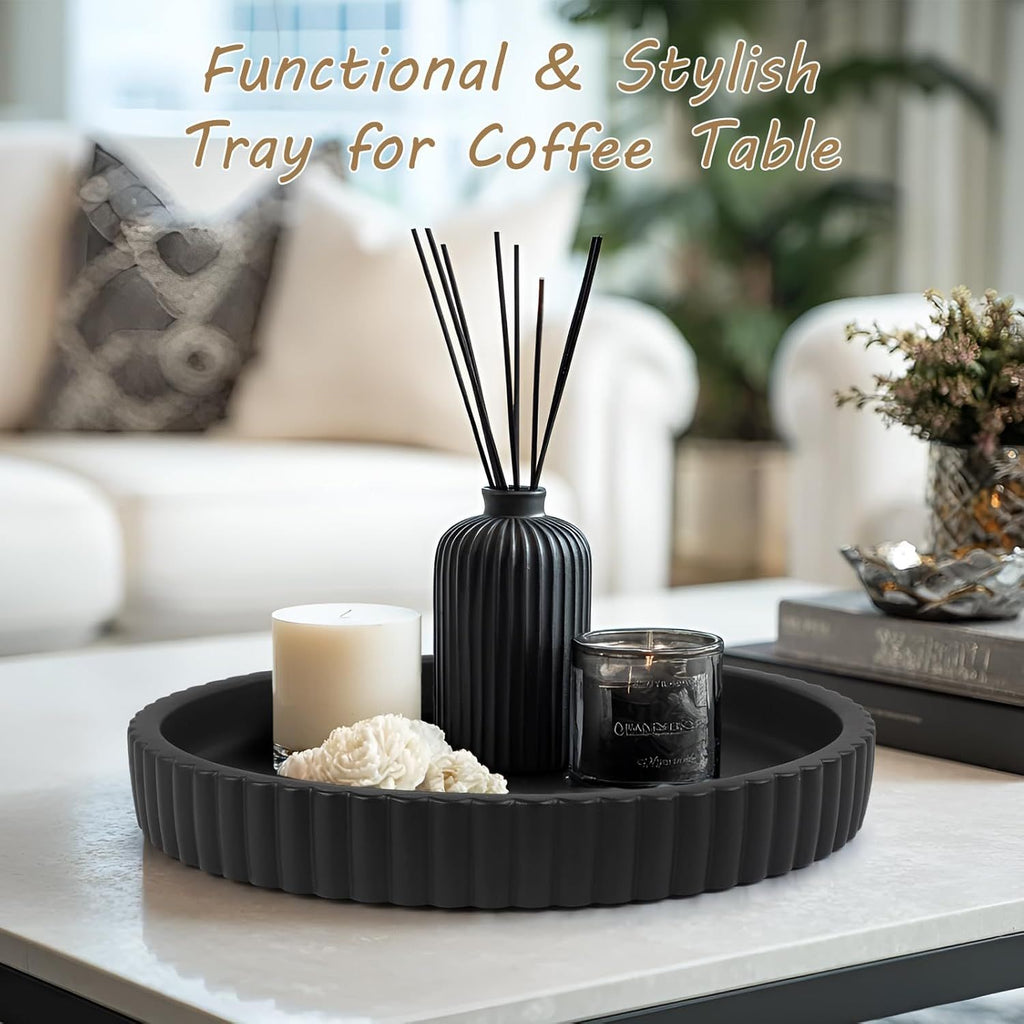 Modern Black Round Decorative Tray