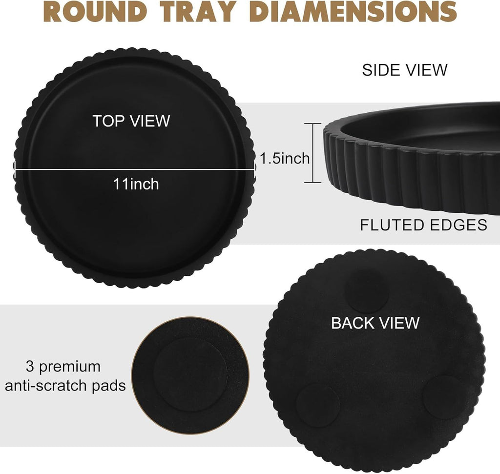 Modern Black Round Decorative Tray