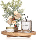 Handcrafted Round Tray with Distressed Farmhouse Style for Countertops