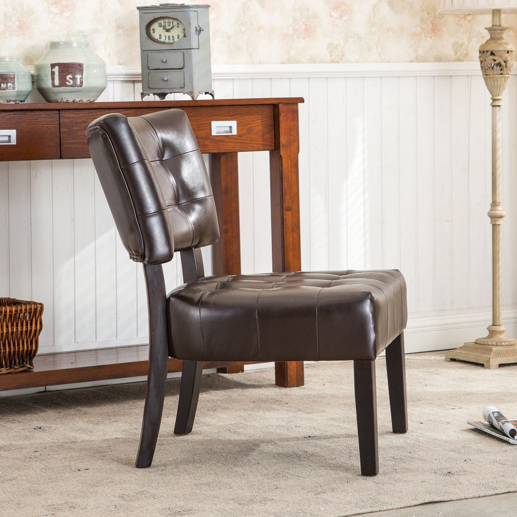 Essena Brown Tufted Accent Chair with Oversized Seat