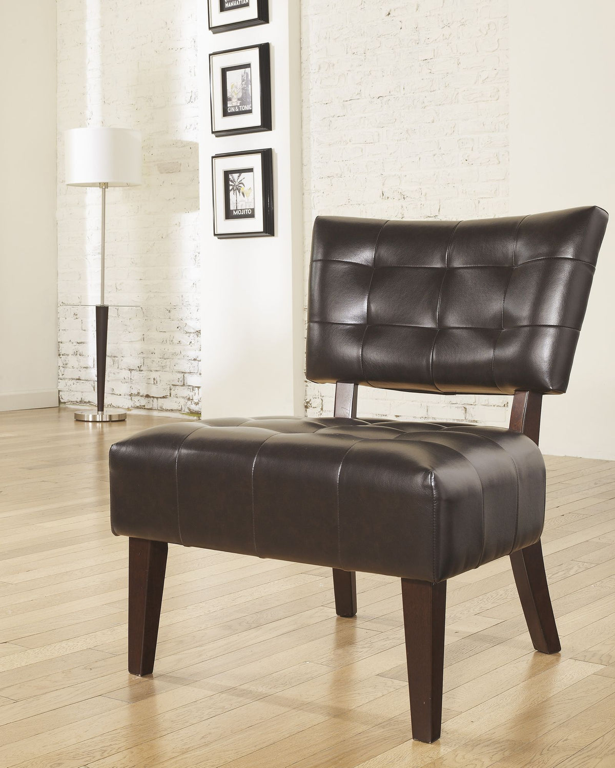 Essena Brown Tufted Accent Chair with Oversized Seat