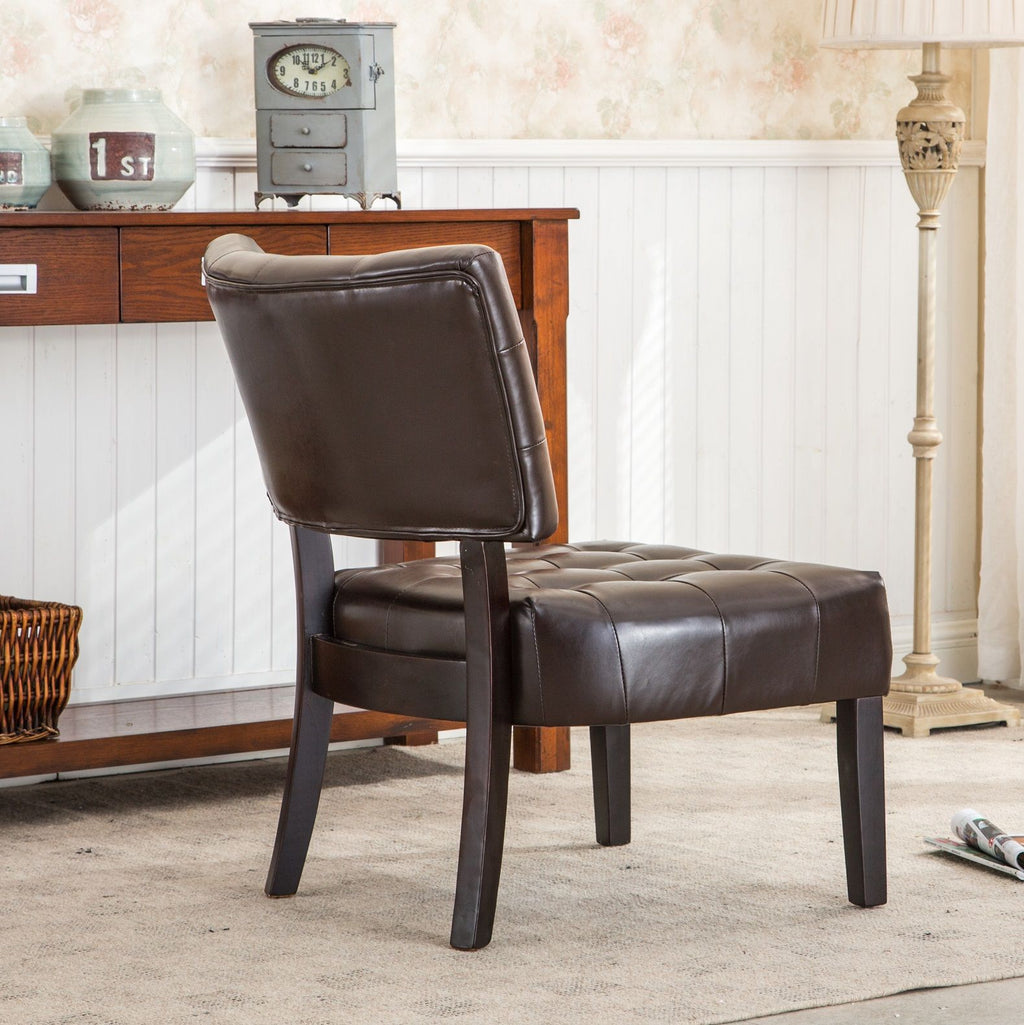 Essena Brown Tufted Accent Chair with Oversized Seat
