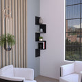 Roy Corner Floating Shelf, Modern 4-Tier Display, Black