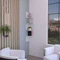 Roy Corner Floating Shelf, Modern 4-Tier Display, White