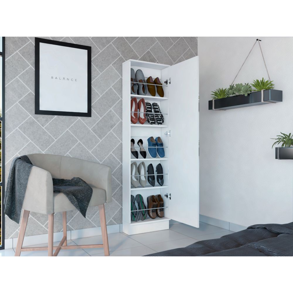 Ruan XL Shoe Rack with Mirror – Five Interior Shelves