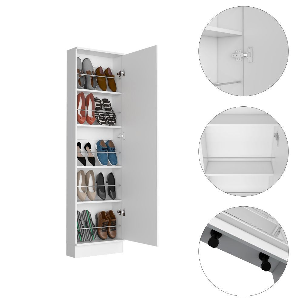 Ruan XL Shoe Rack with Mirror – Five Interior Shelves