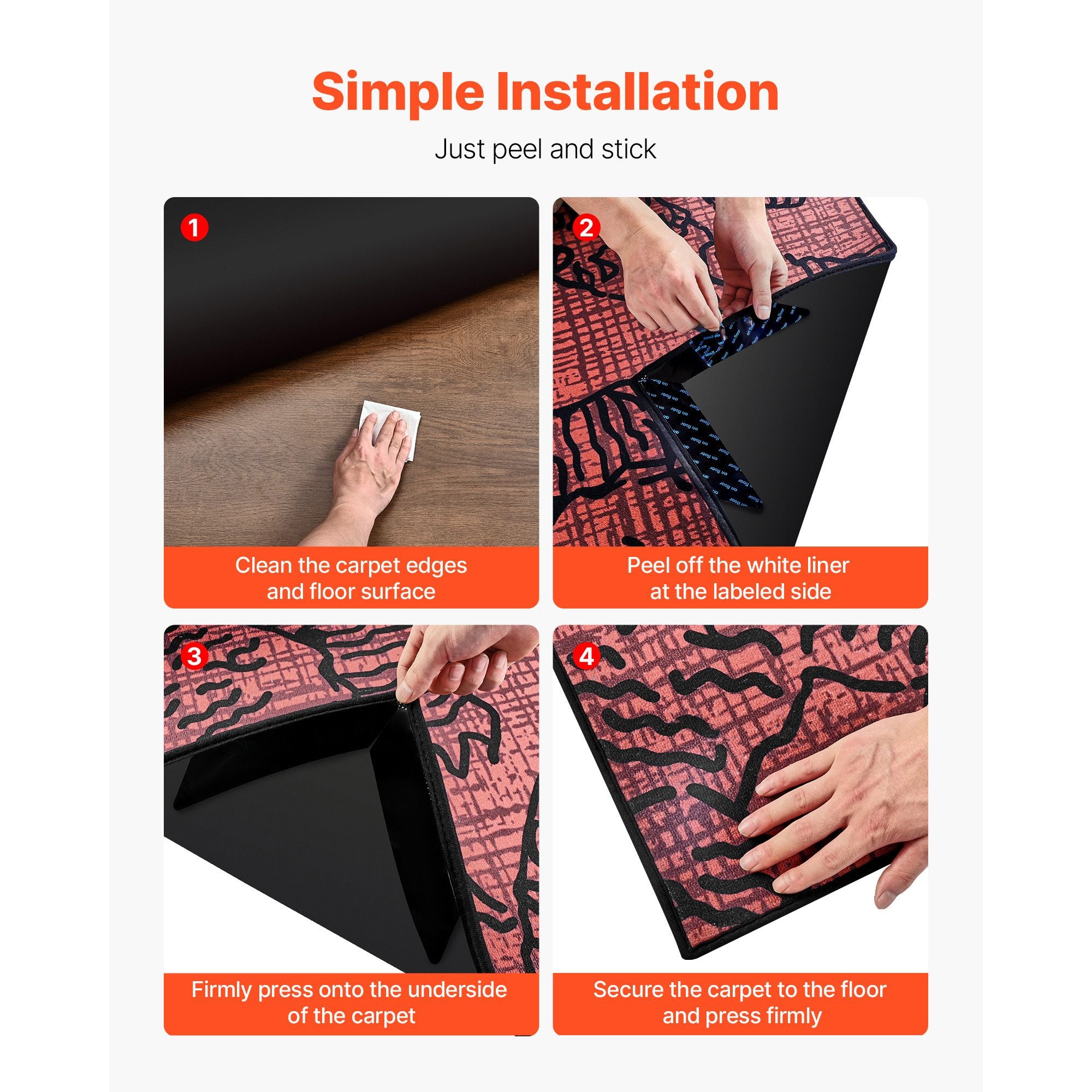 12-Pack Rug Gripper – Strong Adhesive, Residue-Free, Non-Slip Carpet Stickers for Hardwood Floors