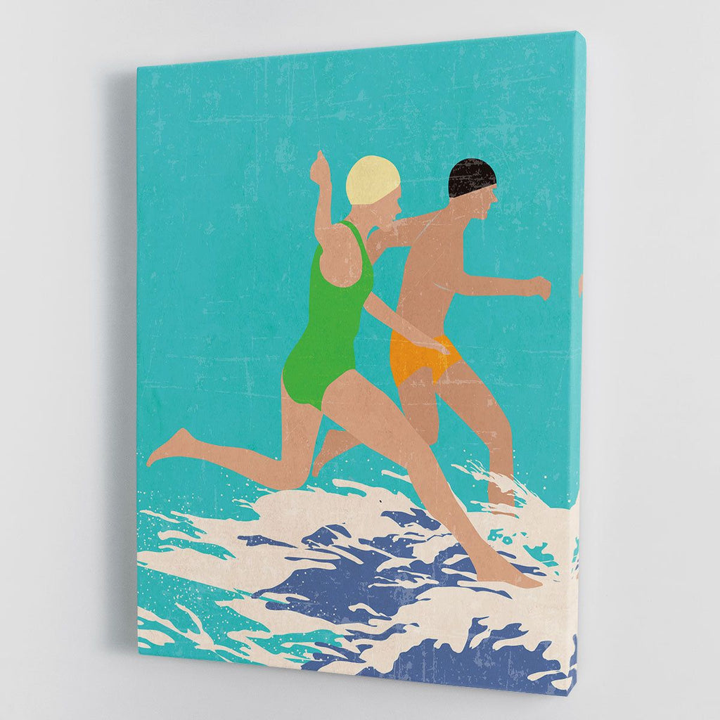 Running Swimmers Blue Wall Art