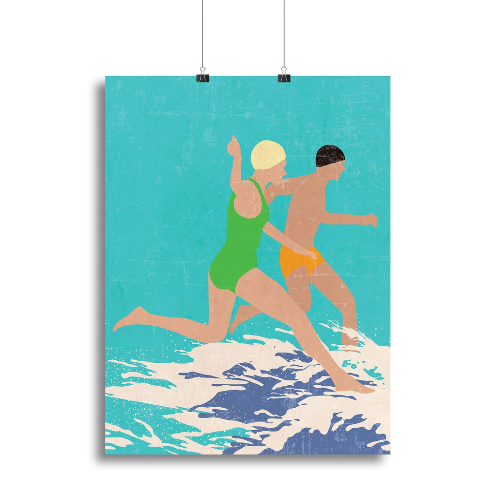 Running Swimmers Blue Wall Art