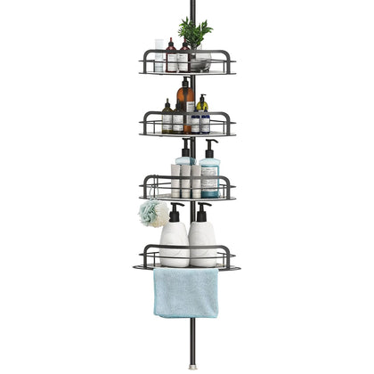 Corner Shower Caddy with 4 Adjustable Shelves and Tension Pole