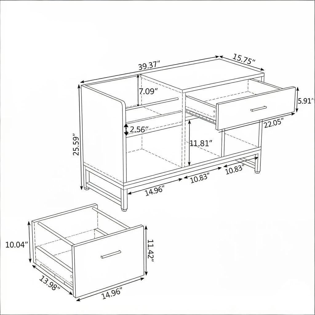 Rustic Lateral Filing Cabinet with Open Storage