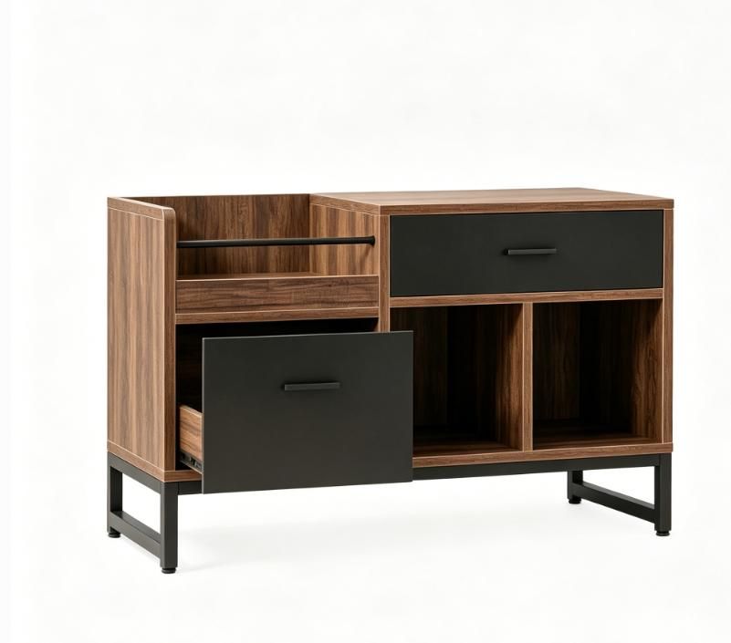 Rustic Lateral Filing Cabinet with Open Storage