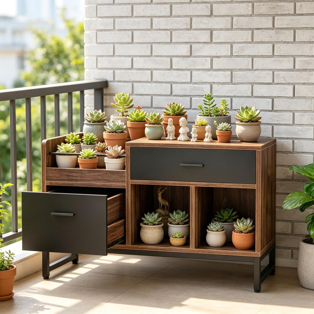 Rustic Lateral Filing Cabinet with Open Storage