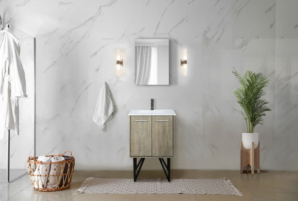 Rustic Acacia Bath Vanity with Gunmetal Faucet