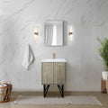 Rustic Acacia Bath Vanity with Cultured Marble Top and Rose Gold Faucet Set