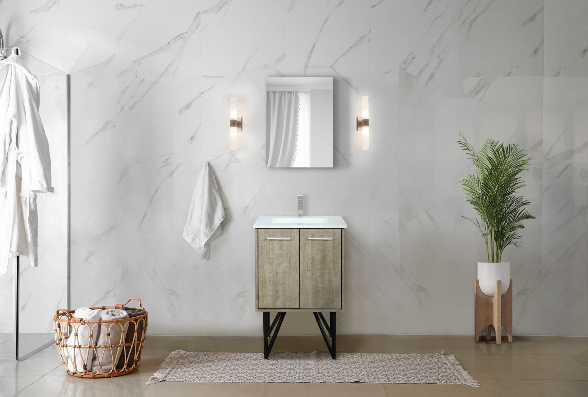 Rustic Bath Vanity with Soft-Close Door and Storage