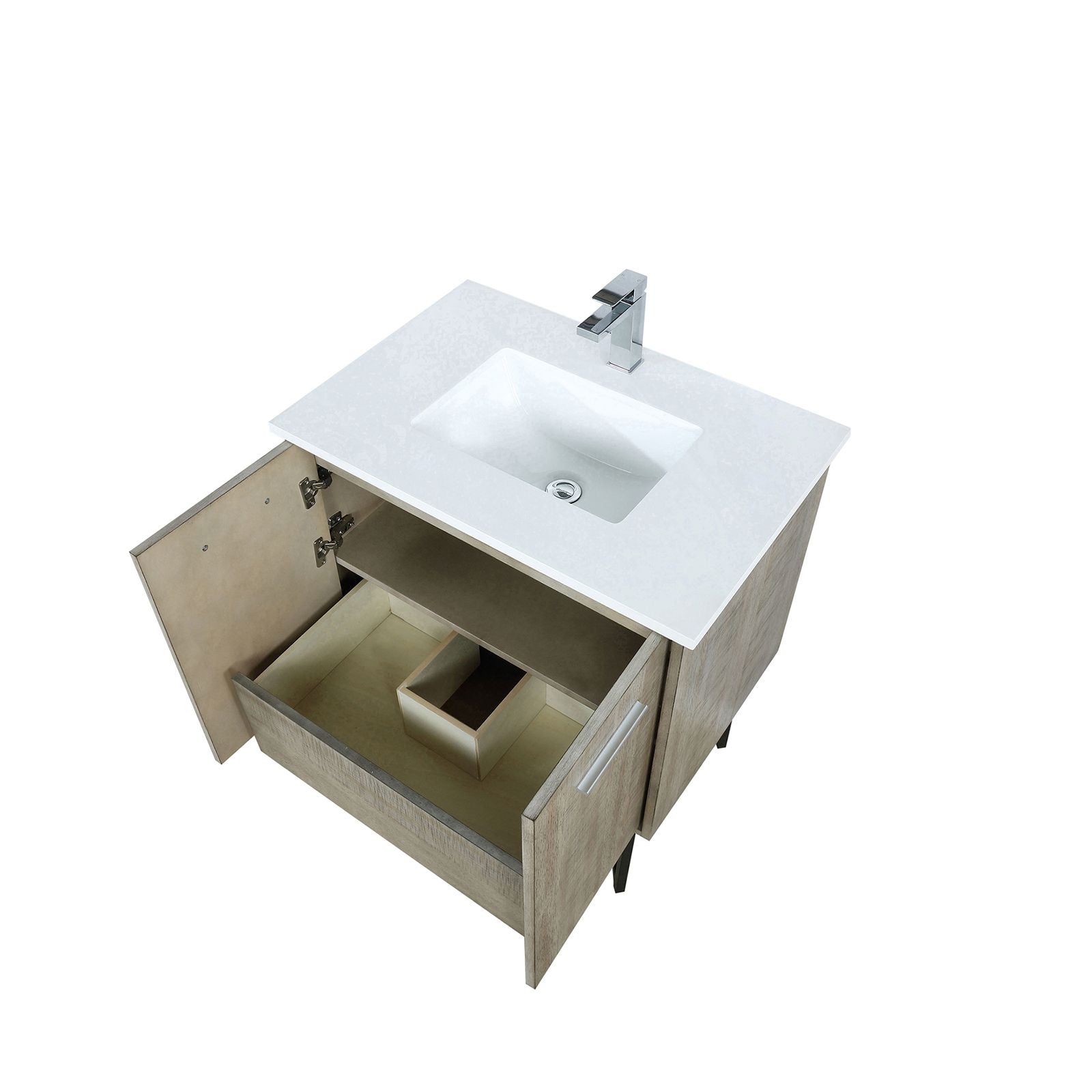 Rustic Acacia Bath Vanity. W x. D, Cultured Marble Top and Chrome Faucet Set