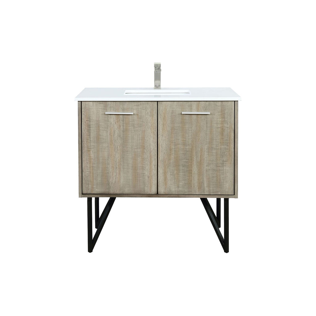 Bath Vanity with Marble Top, Soft-Close Cabinet, and Brushed Nickel Faucet
