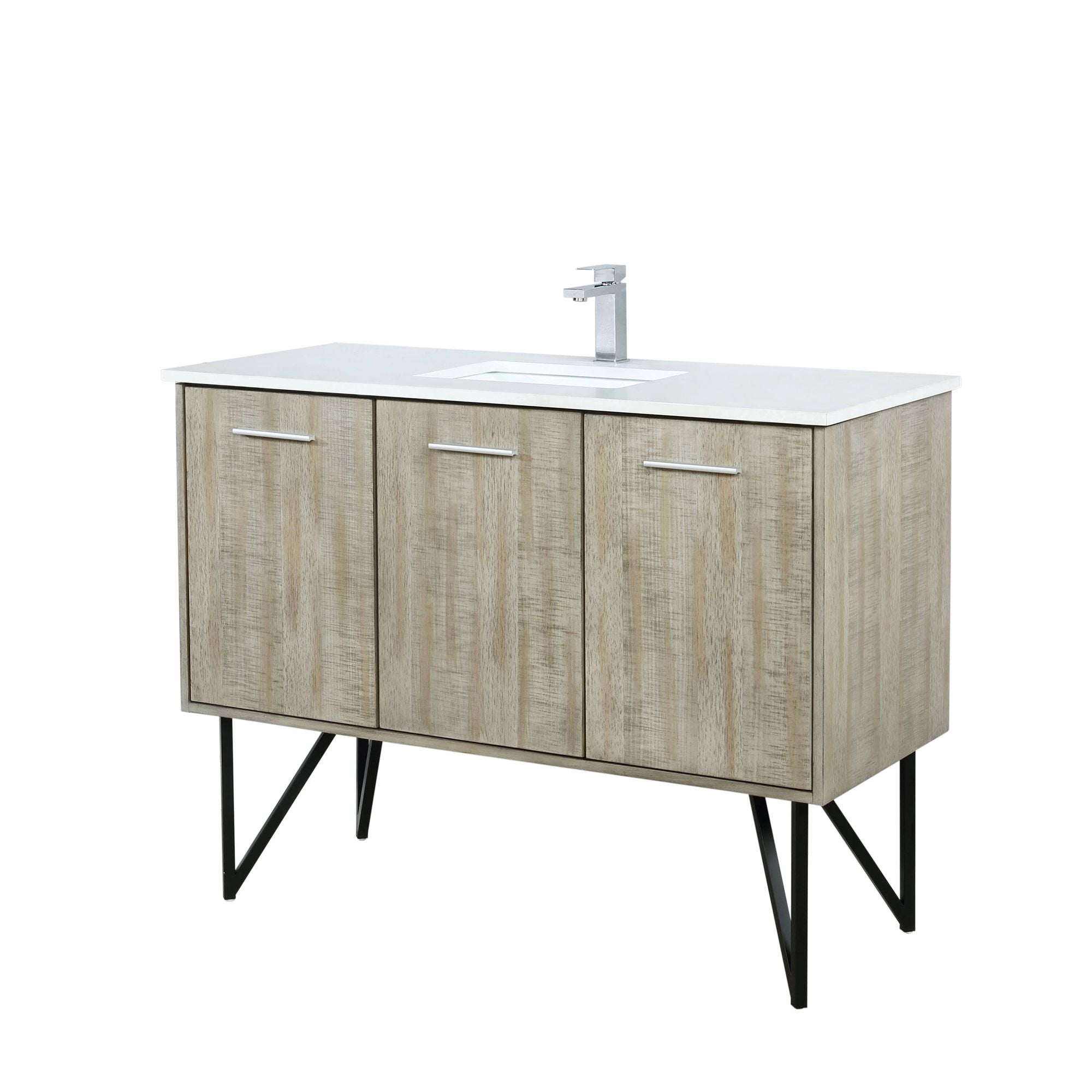 Rustic Bath Vanity with Chrome Faucet and Soft-Close Doors