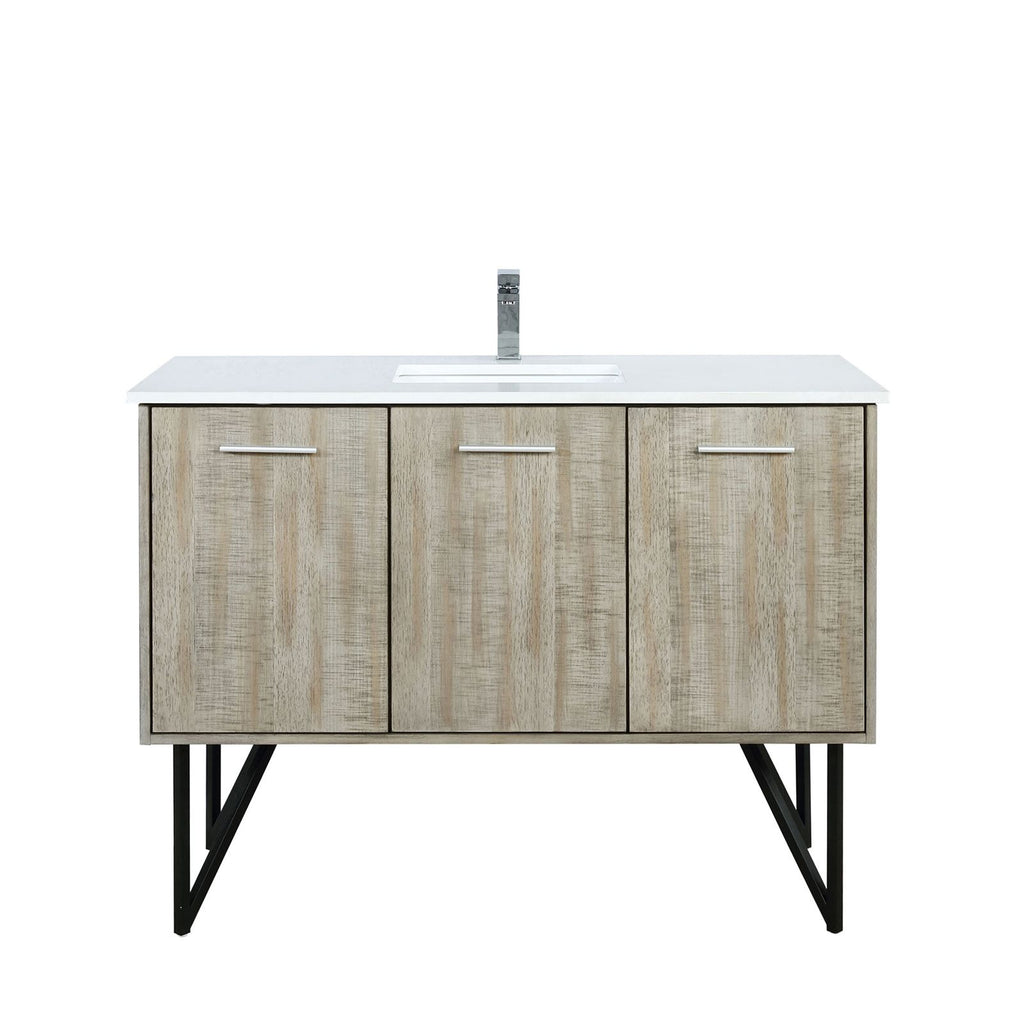 Rustic Bath Vanity with Chrome Faucet and Soft-Close Doors
