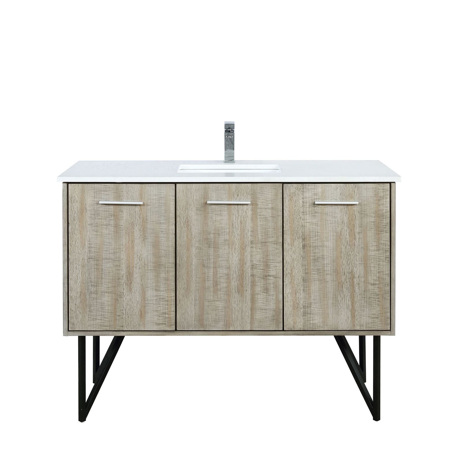 Rustic Bath Vanity with Chrome Faucet and Soft-Close Doors