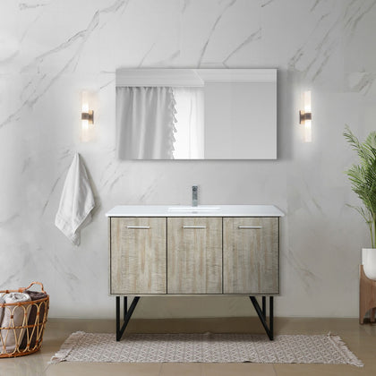 Rustic Bath Vanity with Chrome Faucet and Soft-Close Doors