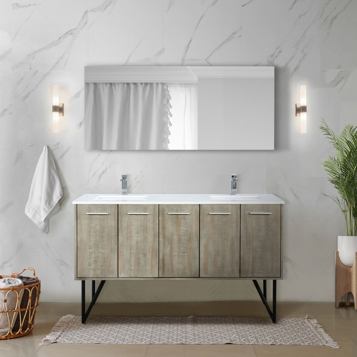 Double Bath Vanity with Soft-Close Storage and Faucet Included