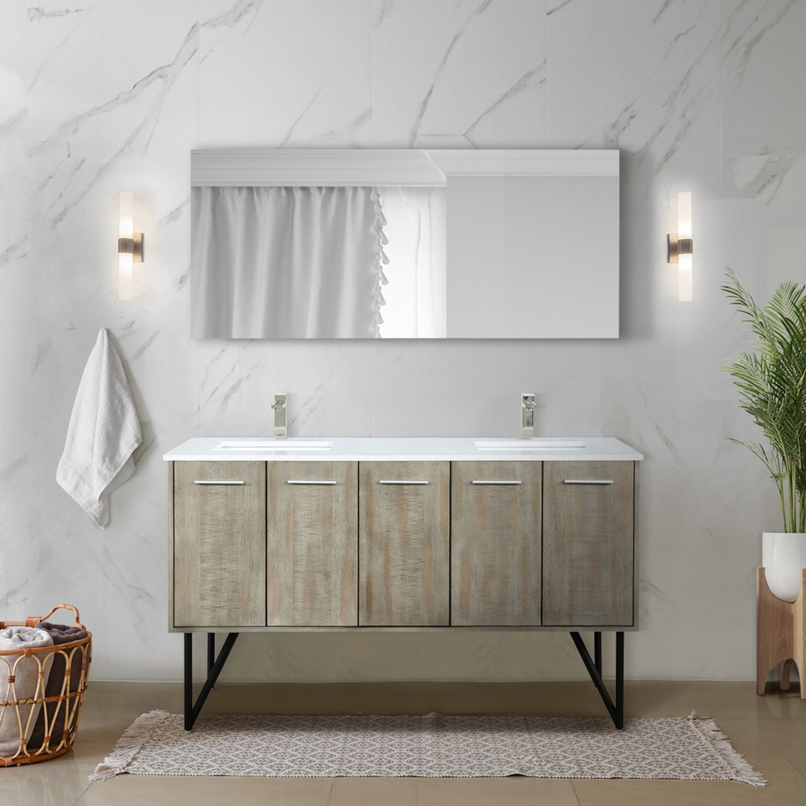 Rustic Double Bath Vanity with Soft-Close Features