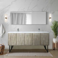 Rustic Acacia Double Bath Vanity with White Quartz Top and Chrome Faucet