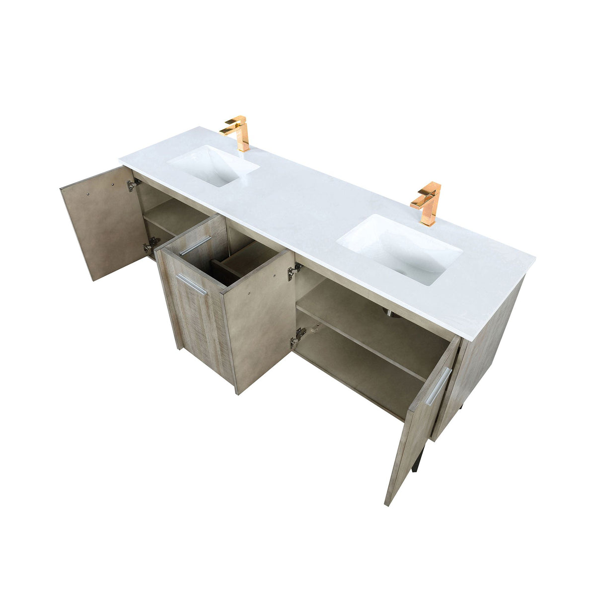 Rustic Double Bath Vanity with Rose Gold Faucet