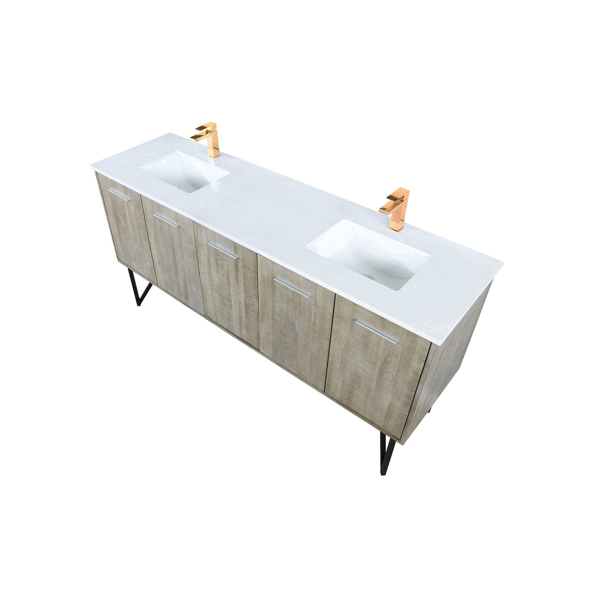 Rustic Double Bath Vanity with Rose Gold Faucet