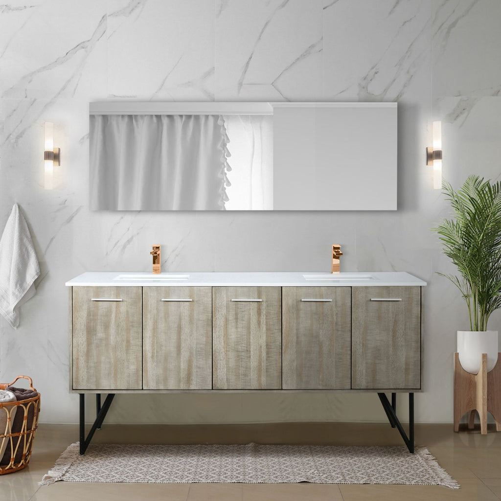 Rustic Double Bath Vanity with Rose Gold Faucet