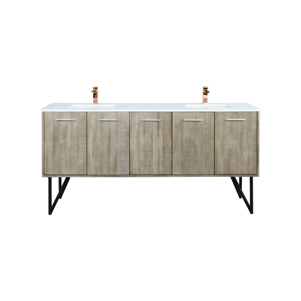 Rustic Double Bath Vanity with Rose Gold Faucet