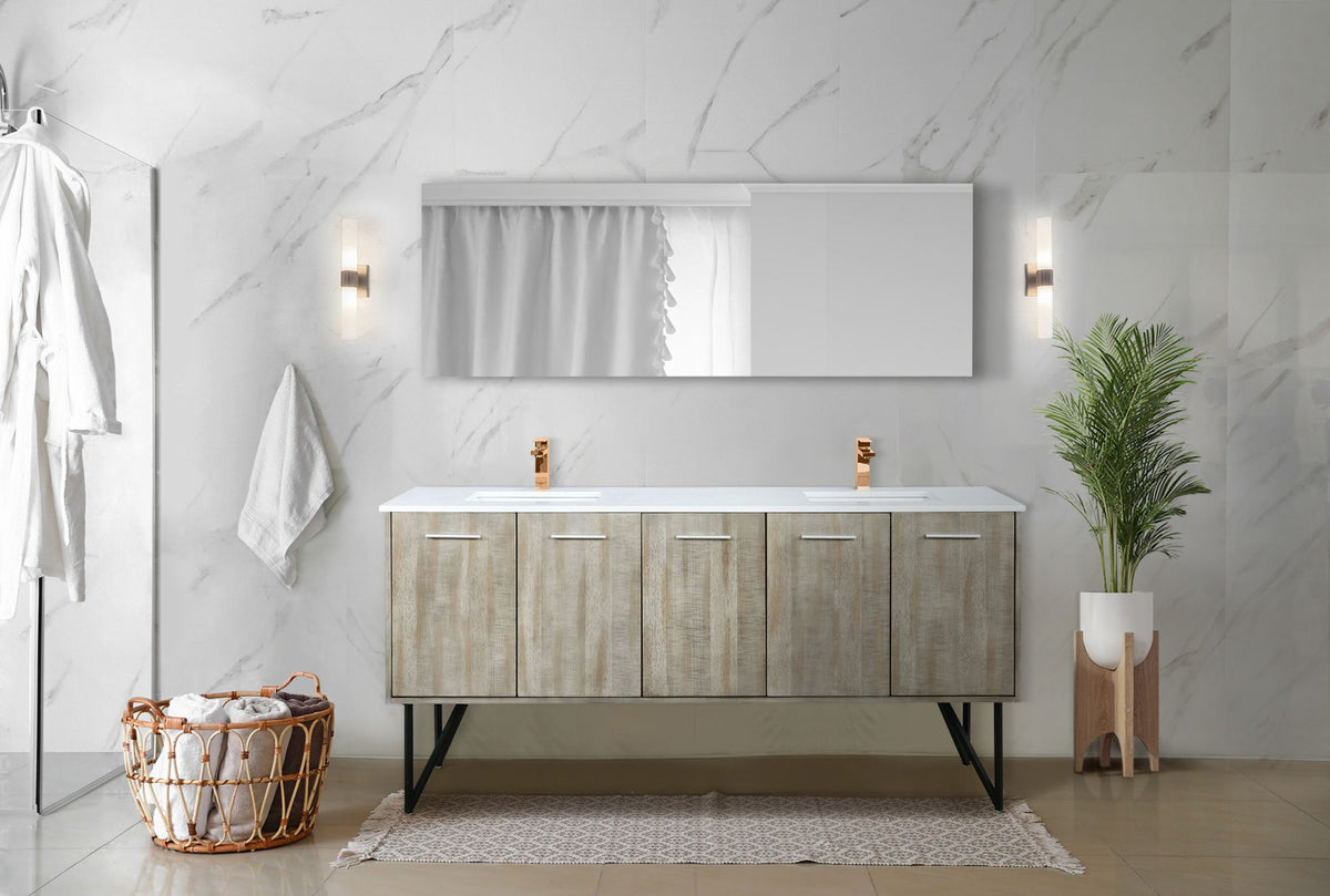 Rustic Double Bath Vanity with Rose Gold Faucet