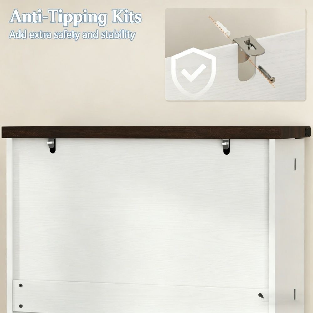 Rustic Barn Storage Cabinet with Adjustable Shelves and Door Racks for Kitchen or Office