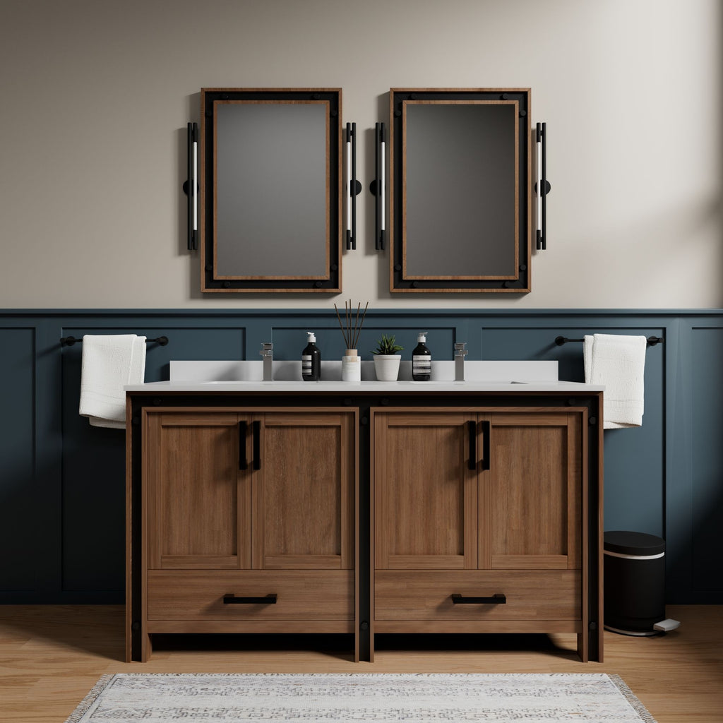 Rustic Barnwood Double Bath Vanity with Cultured Marble Top