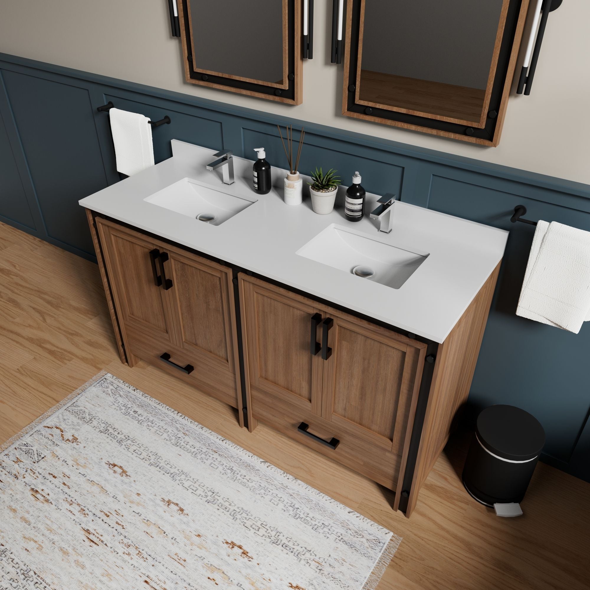 Rustic Barnwood Double Bath Vanity with Cultured Marble Top