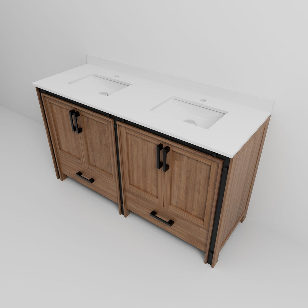 Rustic Barnwood Double Bath Vanity with Cultured Marble Top