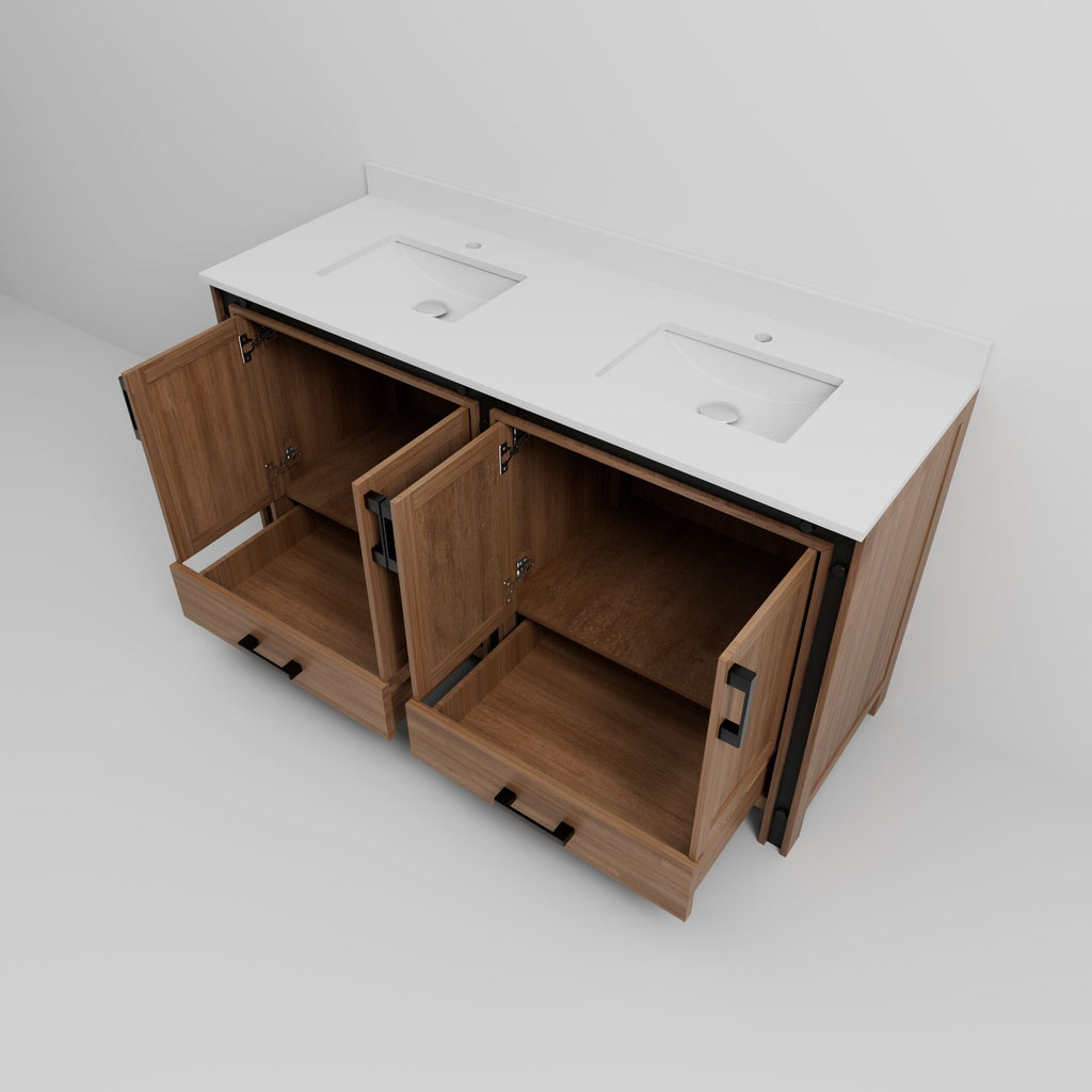 Rustic Barnwood Double Bath Vanity with Cultured Marble Top