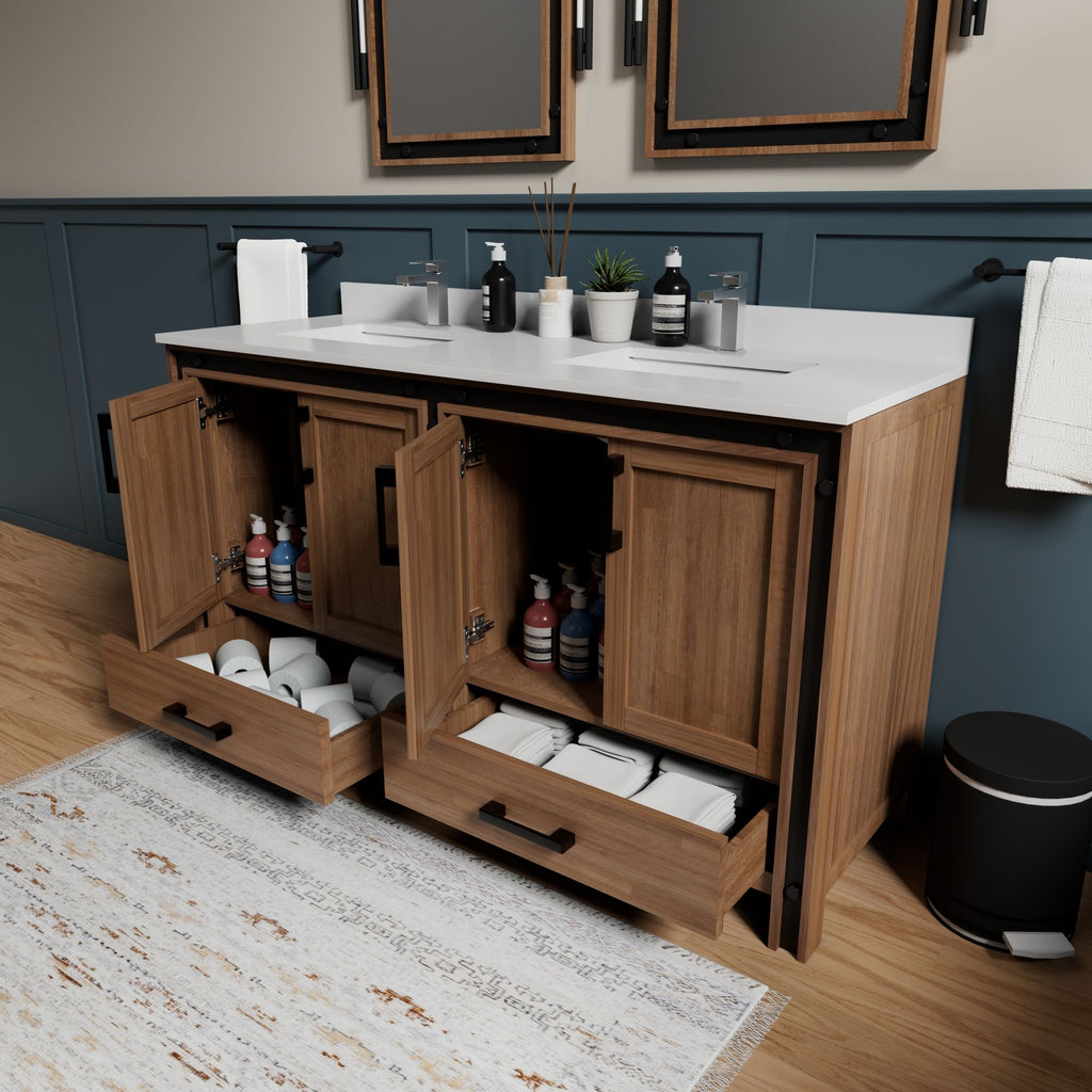 Rustic Barnwood Double Bath Vanity with Cultured Marble Top